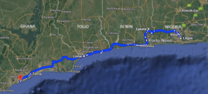Lagos to Accra route